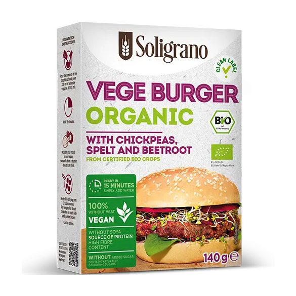 Bio vegán burger por tönköly&csicseriborsó 140 g