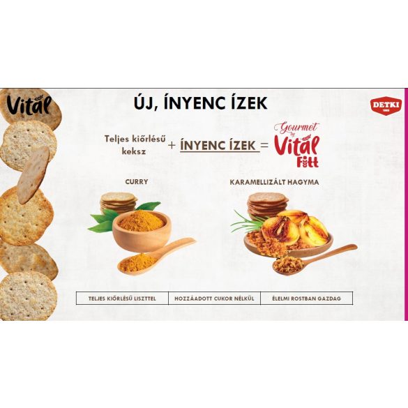 Detki Gourmet Vitál Fitt teljes kiőrlésű kréker Curry 100g