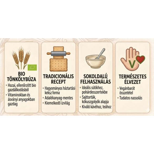 Bio tönköly háztartási keksz 150g