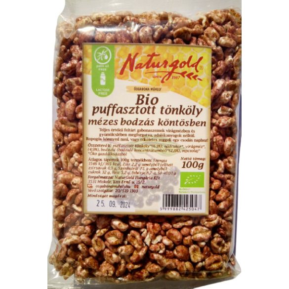 Bio puffasztott tönkölybúza mézes-bodzás köntösben 100 g