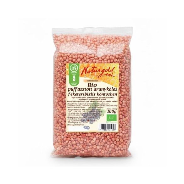 Bio puffasztott aranyköles feketeribizlis köntösben 100 g