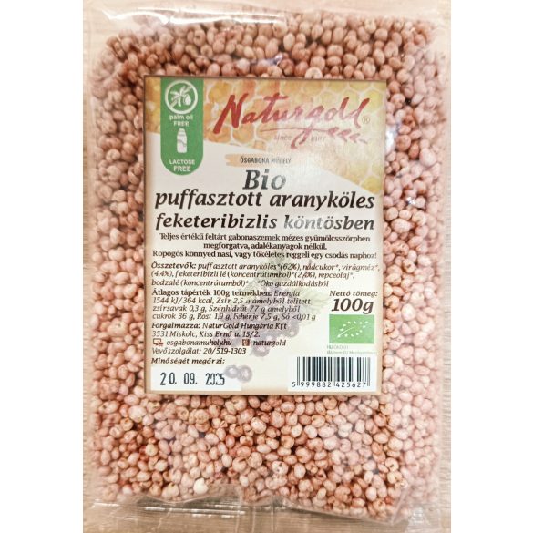 Bio puffasztott aranyköles feketeribizlis köntösben 100 g
