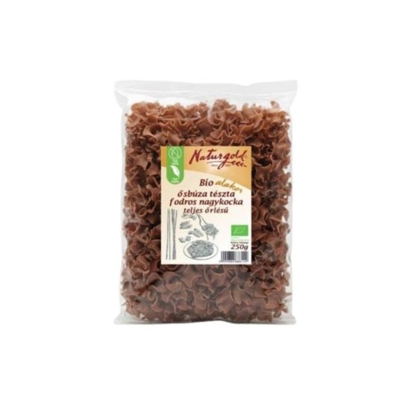 Bio alakor ősbúza tészta fodros nagykocka teljes őrlésű 250g