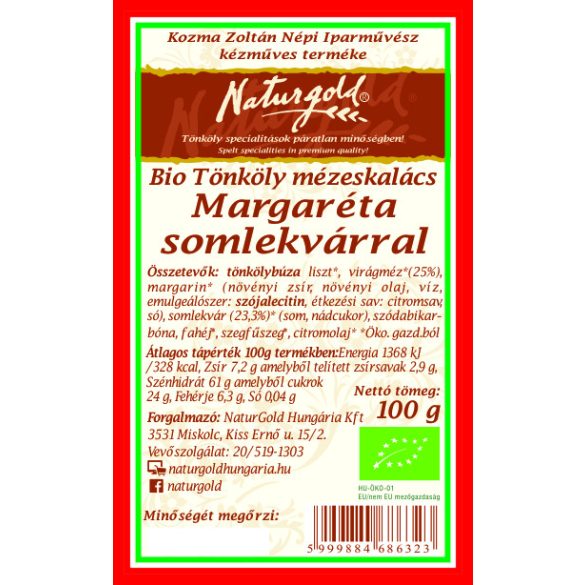 Bio tönköly mézeskalács margaréta somlekvárral 100g