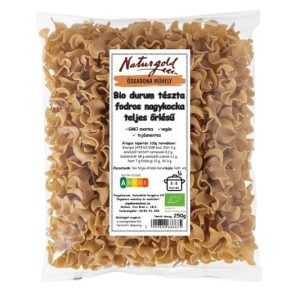 Bio durum tészta fodros nagykocka teljes őrlésű 250g 