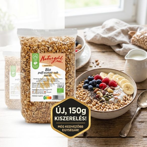 Bio puffasztott zab natúr Megújult, 150g-os kiszerelés!